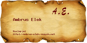 Ambrus Elek névjegykártya